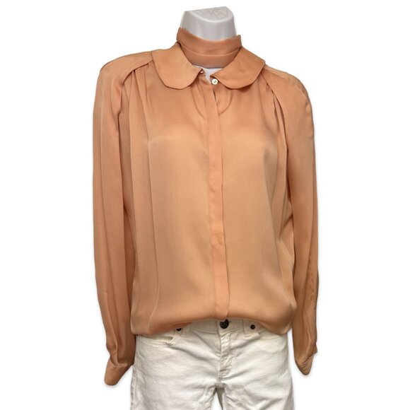 Vintage Giorgio Armani Italian Silk Blouse with Peter Pan Collar - Size Small - Picture 3 of 16